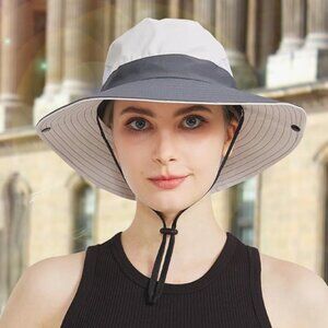 Sun Shades Sun Hat OS Gray & beige packable unisex travel beach hiking fishing